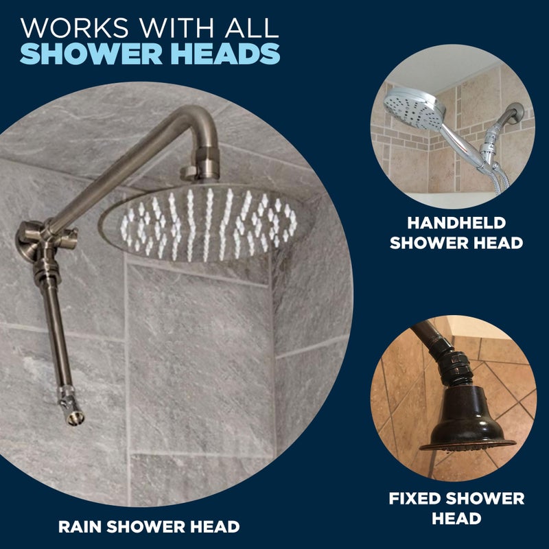 HammerHead Showers رأس دش هامر هيد® معدني صلب مع محول كرة دوارة، كروم | كرة قابلة للتعديل لضبط زاوية رأس الدش | وصلة موحدة تناسب رؤوس الدش الثابتة، المحمولة ورؤوس دش المطر - Image 3